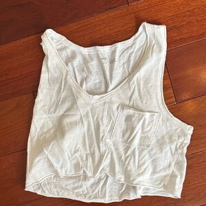 Aerie White Sleeveless Tank Top with Pocket